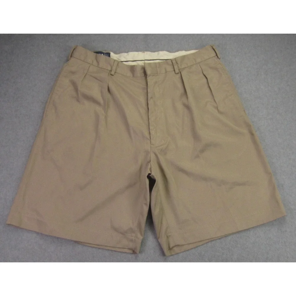VTG Polo Golf Ralph Lauren Shorts Mens 36 Tan Pleated Chino Khaki Classic Fit‎